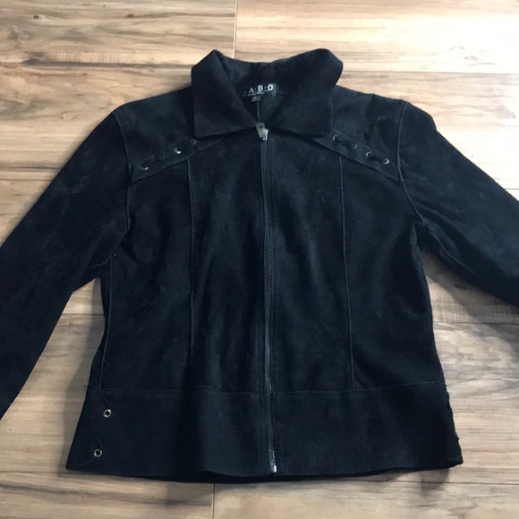 GABO black faux suede jacket size large - Picture 1 of 13